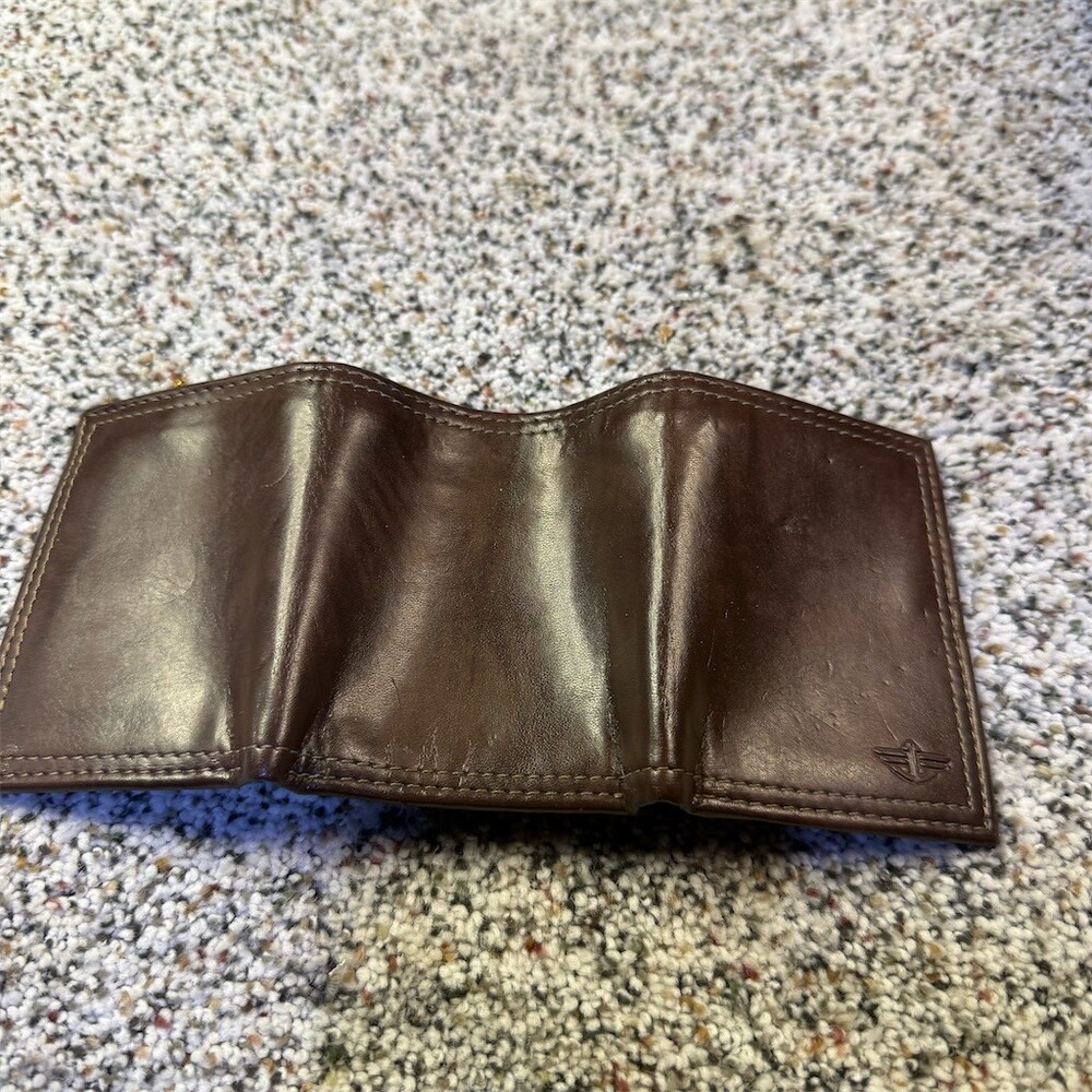 George Men's Trifold Wallet Brown ID Window Multiple Card Slots Bill